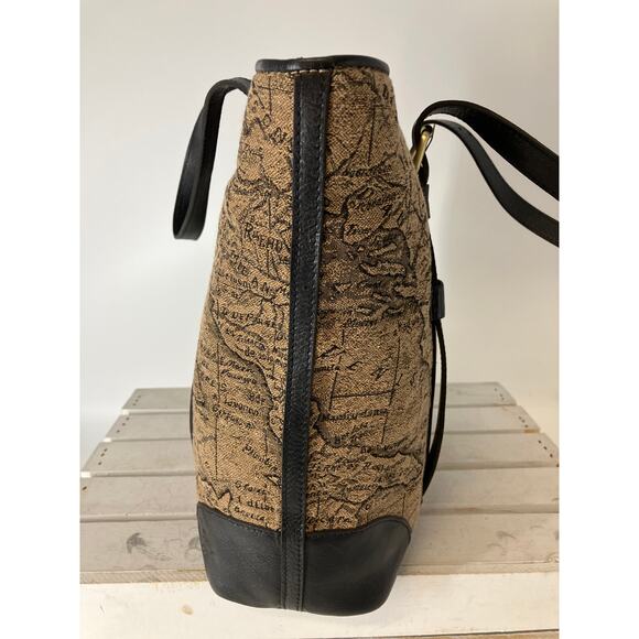 PATRICIA NASH LARGE CANVAS, LEATHER MAP PRINT SHOULDER BAG - Picture 2 of 16